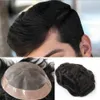 Men's Wig Natural Straight and Wave In Stock Mens Hair Systems Fine Mono with Poly Skin Perimeter Folded Toupee for Men 30MM Wave