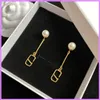 Pearl Women Oorbellen Designer Sieraden Dames oorbel met kettingletters Gold Ear Studs Ladies For Party Mens Gifts Accessoires D224281F