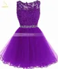 Baumegantom neueste billige Tüll -kurze Abschlusskleider plus Größe Applikes Mini Formal Abend Prom Homecoming Party Kleid Y220519