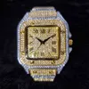 Iced Out Square Men Watches Top Brand Luxury Full Diamond Hip Hop Watch Fashion Unltra Thin Wristwatch Male Jewelry 2021219f