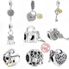 925 Silver Charm حبات التدوير سلسلة Openwork Link Badlock Heart Key Lock Bead Fit Pandora Charms سوار DIY مجوهرات الملحقات