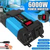 6000 واط قوة سيارة العاكس الصمام الجهد سعة عرض محول محول 12V إلى 110/220 فولت ثنائي USB العاكس لأجهزة السيارات