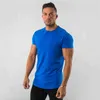 T-shirt aderente realizzata in cotone Polyter braccio stretto nero 100% cotone T-shirt sportiva da uomo casual T-shirt tinta unita lavorata a maglia