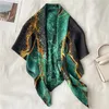 Stor fyrkantig silkescarf kvinnor satin sjalar och wraps hijab design tryck pannband kvinnliga 90 cm foulard bufanda bandana