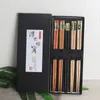 새로운 패션 중국 나무 젓가락 테이블웨어 안티 스키드 가정 나무 세트 젓가락 홀더 칼리 선물 상자