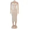 Kricesseen Sexy Sequin Glitter Crystal Midi Jurk Vestido Vrouwen Mouwloze Strap Bodycon See Through Party Club Jurken 220423