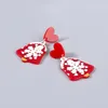 Dangle & Chandelier Cute Resin Christmas Earrings For Women Xmas Festive Lovely Red Heart Jingle Bells With Snowflake Drop Gift