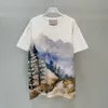 21FW Classique Snow Mountain Imprimé Tee Été Populaire Casual Simple Couleur Correspondant À Manches Courtes Respirant Hommes Femmes Haut De Gamme Couples Rue T-shirts TJMJYTX594