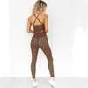 Joga Zestaw Kobiety 2 Sztuka Leopard Sport Garnitur Fitness Nosić Uruchamianie Trening Push Up Legginsy Pant Kobiet Dres 220330