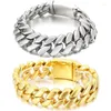 Link Chain 20mm Zware heren Armband Curb Cubaans Zilver Kleur Goud 316L Rvs Polsband Mannelijke JewelryLink Lars22