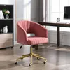 US Stock Hengming Home Office Furniture Computer Desk stoel, Velvet accent fauteuil, verstelbare swivel taakstoel met gouden plating240s