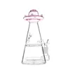 Roze elegantie: 7,4-inch glazen bong in UFO-vorm mondstuk met inline percolator, vrouwelijk gewricht van 14 mm