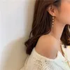 Ny koreanska simulerade pärla dangle droppe örhänge för kvinnor vita pärla tassel långa örhängen bröllopsfest gåvor