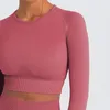 Zestaw sportowy Kobiety Stroje Fitness Z Długim Rękawem Bez Szwu Joga Crop Top Legginsy Odzież sportowa Odzież Odzież Ensemble Femme 220330