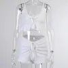 CNYISHE Summer Sexy Lace Sets Kameny Solid Solid Tracksuit Costume V-Neck Costume Dwa elementy (wierzchu spodenki) Zestawy do znamionowych dla kobiety 220509
