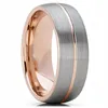 Wedding Rings Fashion Men's 8mm roestvrijstalen roségoud middellijn zilvergeborsteld afgeschuinde oppervlak 6 mm voor dameswedding