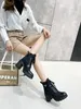 white Leather Nylon pouch Ankle Combat Boots platform Wedges lace-up round Toe block heels Flat booties chunky luxury designer for women factory footwear 0706