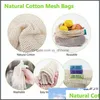 Storage Bags Home Organization Housekee Garden 3Pcs/Set Reusable Cotton Produce Premium Washable Eco Friendly For Grocery Shop Fruit Veget