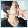 Stift Ohrringe Schmuck Schöne Frauen Stil Doppelseite vier Blattklee Edelstahl Ohrring Drop Lieferung 2021 Tfklw