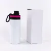 600ml 20oz Sublimação Blanks Garrafas De Água Branca Cantor Camada De Alumínio Copos Beber Canecas De Esportes Ao Ar Livre Beber Copos Com Tampas Em 5 Cores