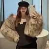 Imitation Fur Coat Women Temperamental Short 2022 New Spring Winter Long Sleeve High Luxury Street Faux Fur Jacket Cardigan Top T220716