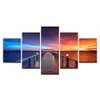 Modular Canvas HD Prints Posters Home Decor Wall Art Pictures 5 Pieces Evening Seaside at Night Paintings No Frame