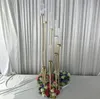 Fiori Vasi 8 teste Portacandele Fondali per decorazioni per feste Strada Puntelli di piombo Centrotavola Centrotavola in metallo dorato Candeliere a colonna per candelabri nuziali