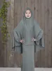 Ropa étnica Islam Ramadán Abaya Hijab Relojes para niñas 2 piezas Musulmán de oración MUSLIMS Burqa Kids Khimar Long Djellaba Femmeethnic