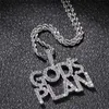 Out Iced Letters Hangdoek ketting Nieuwe aankomstgoden plannen aaa zirkon heren charmes ketting mode hiphop sieraden246m