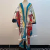 쿠웨이트 가을 위니 여성 카디건 느슨한 긴 드레스 칵테일 파티 보호 맥시 아프리카 휴가 배트 윙 슬리브 슬리브 실크 로브 220602