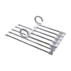 5 in 1 Magic Trouser Rack Hangers Stainless Steel Folding Pant Rack Tie Hanger Shelves Bedroom Closet Organizer Wardrobe Storage 220815