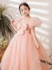 2-14 anni Pizzo Tulle Flower Girl Dress Archi Prima comunione dei bambini Dress Princess Ball Gown Wedding Pageant Abiti da festa