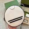 Circular Crossbody Bag Women Round Handbag Purse Messenger Bags Zipper Wallet Long Shoulder Strap Fashion Letter Prints Canvas Lining Cowhide Leather Clover