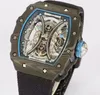 Pablo Donough TPT Gesmede Skelet Dial Automatic Mens Horloge Koolstofvezel Titanium Case Blue Inner Black Nylon Sapphire Horloges Super Edition Puretime01 5301D4