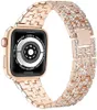 Bracelet de montre en diamant Bracelets de montre en métal pour Apple Watch 45mm 41mm 44mm 40mm 38mm 42mm Bandes Bling Chaîne de luxe Bracelet Mode Lady Montres iWatch Series 7 6 SE 5 4 2 bracelet