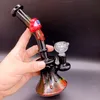 Unique 8.5 inch Black Glass Water Bong Hookahs with Tire perc 14mm male Smoking Pipes with Eyeball Decoration