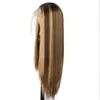 16-26"inch New Women's Long mixed Blonde & Brown Straight Front full lace Handmade Party hair wigs