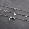 Pendanthalsband Fashion Multilayer Crystal Choker Halsband Kvinnor Bohemian Silver Color Moon Star Crescent Horn Jewelry Godl22