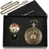 Montres de poche montre à Quartz rétro U.S. Veterans Memorial Collection cadeaux ensemble pour hommes Bronze Pedent collier Fob ChainPocket