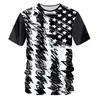 ブランドTシャツメンOネック3DプリントストライプグラフィティUSAフラグホワイト特大Tシャツ夏のトップユニセックスTシャツ7XL 220623
