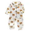 Conjunto de pijama de cetim de seda infantil conjunto de pijamas para bebês pijamas meninos meninas dormir duas peças roupa de dormir infantil 220809