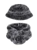 Echte Rex-Kaninchen-Fell-Mütze, Schal-Sets für Damen, Winter, warme Mütze, handgefertigt, flauschig weich