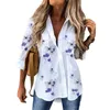 Blusas de mujer Camisas Camisa de mujer suelta Estampado de flores Top casual de manga larga para mujeres al aire libre