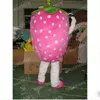 Simulering Pink Strawberry Mascot kostymer av hög kvalitet tecknad karaktär outfit kostym halloween vuxna storlek födelsedagsfest utomhus festival klänning