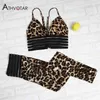 Fitness Two Piece Set Women Mesh Patchwork Leggings Tracksuit Sporty Bra Outfit Workout Sporty Suit 210331