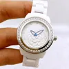 女性セラミックウォッチ3D Camellia Fashion Casual Curage Women'sQuartz Analog Wrist Watch Gift213a