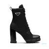 2022-Designer Stivaletti in pelle e nylon Stivaletti con lacci spazzolati Donna Biker Australia Tacchi con plateau Sneakers invernali da esterno Taglia 35-41