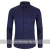 Anti-Wrinkle No-Ironing Elasticity Slim Fit Men Dress Casual Long Sleeved Shirt White Black Blue Red Male Social Formal Shirts 220322