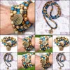 Braccialetti con fili di perline Gioielli Mg0829 6 mm Immagine opaca Diaspro 108 Mala Yoga Bracciale avvolgente con apatite naturale Design alla moda Albero della vita Ch