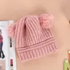 Cappello da neonato in tinta unita Cappello da bambina con pompon lavorato a maglia morbido Cappellino da berretto per bambini autunno inverno caldo